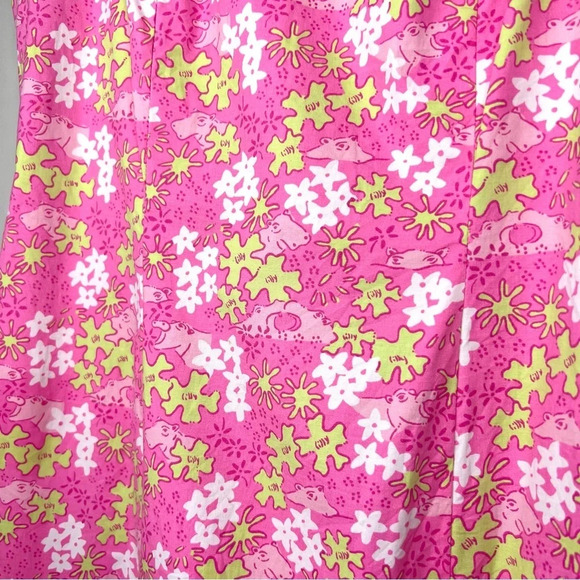 Lilly Pulitzer Happy Hippos Vintage Pink Midi Mini Dress sz 4 Barbiecore Tennis - Picture 4 of 7